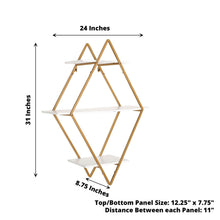 Geometric Gold Metal 31 Inch Diamond Shaped Cupcake Shelf Stand With 3 Tiers