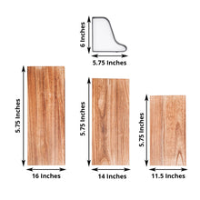 Three pieces of natural wood floating shelves in plank shape