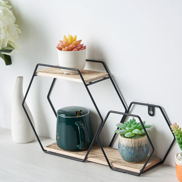 Add Class and Style to Your Event with the Black 2-Tier Hexagon Floating Shelf