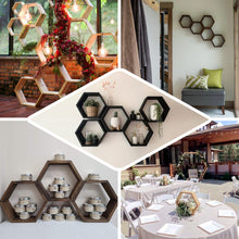 9 Inch Rustic Natural Wood Terrarium Shelves 2 Pack Hexagon Shape Honeycomb Shelf