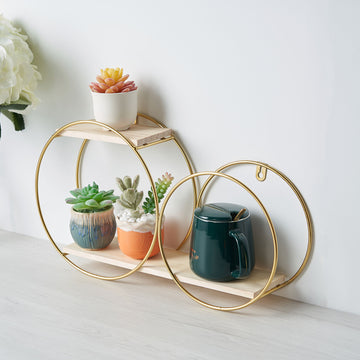 Elegant Gold 2-Tier Round Floating Shelf for Stunning Wall Décor