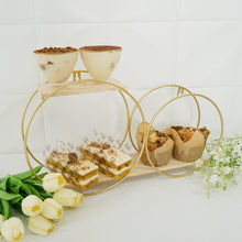Gold 2 Tier Round Hanging Wall Shelf with Double Hoop Design