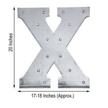 A Galvanized Metal Silver Letter X Indoor Lighting that is 20 inches tall