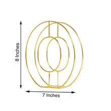 Gold 3D Metal Wire Circle with measurements of 8 inches and 7 inches