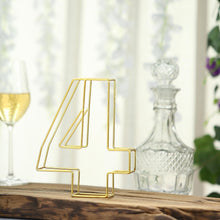 Gold 3D Decorative Wire Table Number 4 Tall Freestanding 8 Inch