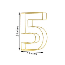 Gold wire number 5 measuring 8 inches and 5 inches, perfect for banners, letters, LED lights, table numbers and more