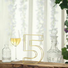 Gold 3D Decorative Wire Table Number 5 Tall Freestanding 8 Inch