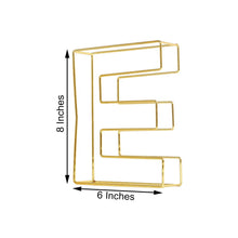 Gold Metal Wire Letter E with measurements of 8 inches and 6 inches