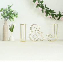 Gold 3D Decorative Wire Letter I Tall Freestanding Centerpiece 8 Inch