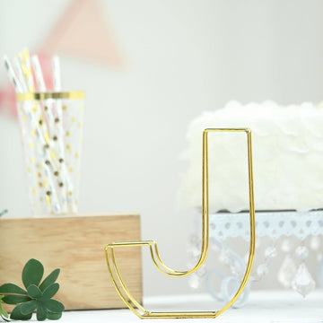 Add a Touch of Elegance with the Gold Freestanding 3D Decorative Wire 'J' Letter