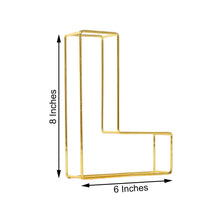 Gold Metal Wire Letter L with measurements of 8 inches and 6 inches