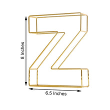 Freestanding 8 Inch Gold 3D Decorative Wire Letter Z Tall Centerpiece