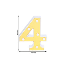 Yellow and White Number 4 Marquee Light made of Plastic Frame with Mirror Front
