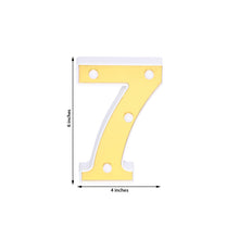 a yellow number 7 made of Plastic Frame with Mirror Front in White and Gold color with measurements of 6 inches height and 4 inches width