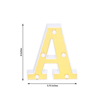 6 Gold 3D Marquee Letters - Warm White 5 LED Light Up Letters - A