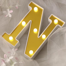 6 Gold 3D Marquee Letters - Warm White 7 LED Light Up Letters - N