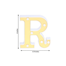 Indoor Lighting - Plastic Frame with Mirror Front Marquee Light in White | Gold - The Letter R is Yellow and White and is 5.75 Inches Tall