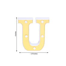 Indoor lighting for letters & table numbers - Plastic Frame with Mirror Front, White | Gold, Letter U measuring 6 inches and 5.75 inches
