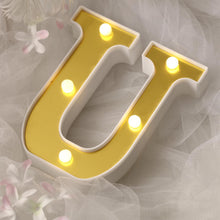6 Gold 3D Marquee Letters - Warm White 5 LED Light Up Letters - U