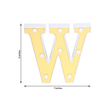 A Marquee Light made of Plastic Frame with Mirror Front in White | Gold color, shaped like a Letter W