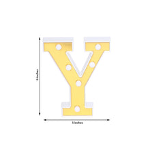 A White | Gold Marquee Light in the shape of a Letter Y that is 6 inches tall and 5 inches wide