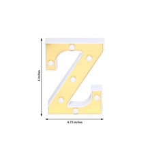 A yellow marquee light letter Z made of plastic frame with mirror front, measuring 6 inches in height and 4.75 inches in width