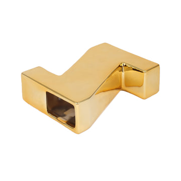 Elevate Your Table Decor with the Shiny Gold Plated Ceramic Letter 'Z' Bud Planter Pot