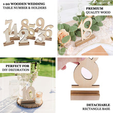 6 Inch Wooden Table Numbers Set Of 20 With Holder Base