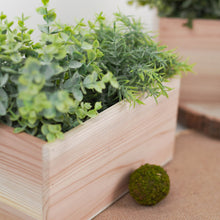 Rectangular Tan Wood Planter Boxes With Removable Plastic Liners 10x5 Inch