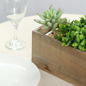 Natural Rectangular Wood Planter Box Set - Rustic Charm for Your Event Decor