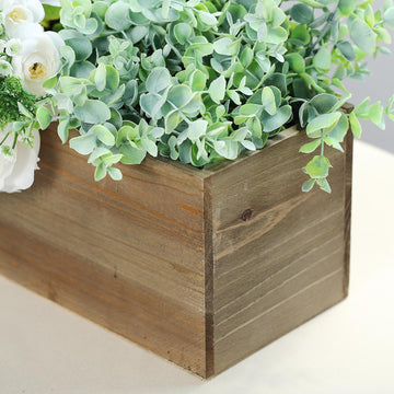 Natural Rectangular Wood Planter Box Set - Versatile and Durable