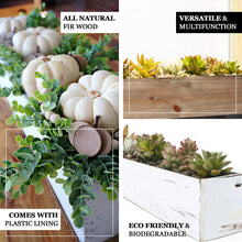 White Rectangular Natural Wood Planter Boxes 30 Inch x 6 Inch with Removable Plastic Liners Pack of 2