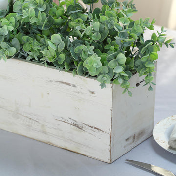 Enhance Your Event with the White Rectangular Wood Planter Box Set