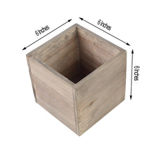 Natural Wood Planter Box Set Square Shaped 6 Inch with Removable Plastic Liners 2 Pack 
