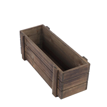 Enhance Your Event Decor with the Smoked Brown Rustic Natural Wood Planter Box Set