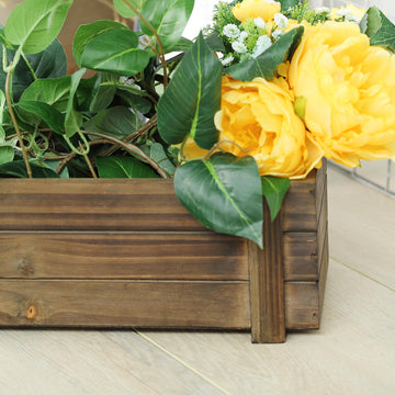 Durable and Environmentally Friendly Smoked Brown Rustic Natural Wood Planter Box Set