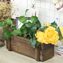 14 Inch x 5 Inch Natural Wood Planter Boxes Smoked Brown Rustic with Removable Plastic Liners