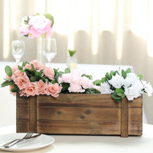 18 Inch x 6 Inch Natural Wood Planter Boxes Smoked Brown Rustic with Removable Plastic Liners