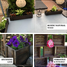 14 Inch x 5 Inch Natural Wood Smoked Brown Rustic Planter Boxes with Removable Plastic Liners 