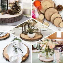 15" Dia - Natural Wood Charger Plates With Bark Edge, Wood Slice Chargers , Rustic Wedding Table Settings
