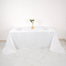 White Accordion Crinkle Taffeta 90 Inch x 132 Inch Rectangular Tablecloth