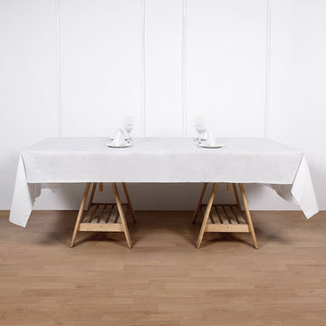 50"x108" White Airlaid Paper Tablecloth, Soft Linen-feel Disposable Rectangle Tablecloth