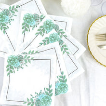 White & Green Floral Design Dinner Napkins 20 Pack