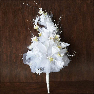 20" | White Artificial Lily and Tulip Wedding/Bridal Bouquet Flowers