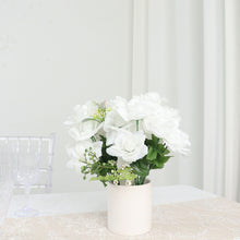 12 Bushes Artificial Flowers White Premium 84 Blossomed Silk Roses