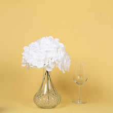 10 Hydrangeas Artificial Satin Flower Head and Stems in White Color