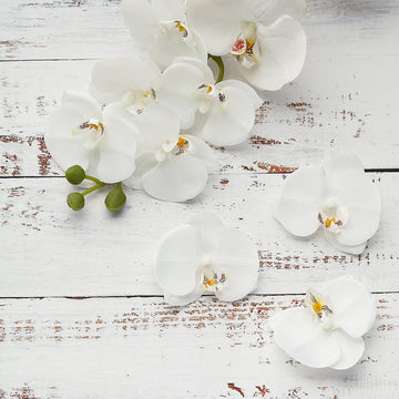 20 Flower Heads White Artificial Silk Orchids DIY Crafts 4"