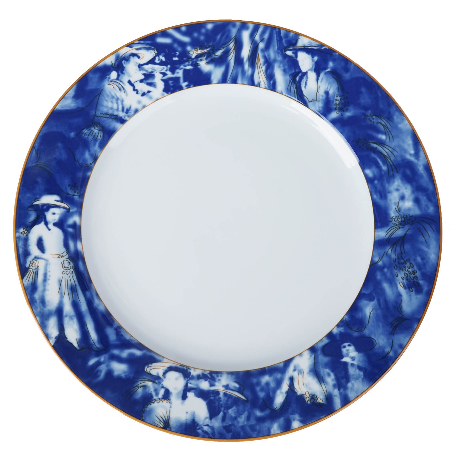 12 Pack, 11 White / Blue Break Resistant Porcelain Dinner Plates, Microwave  Safe Plates With Vintage Art Nouveau Rim in 2023