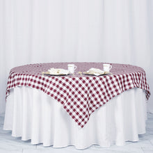Square White/Burgundy Buffalo Plaid Polyester 54 Inch Table Overlay