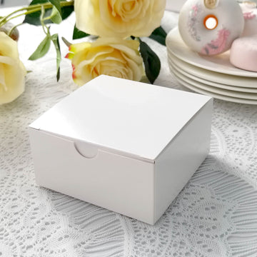100 Pack | 4"x4"x2" White Cake Cupcake Party Favor Gift Boxes, DIY